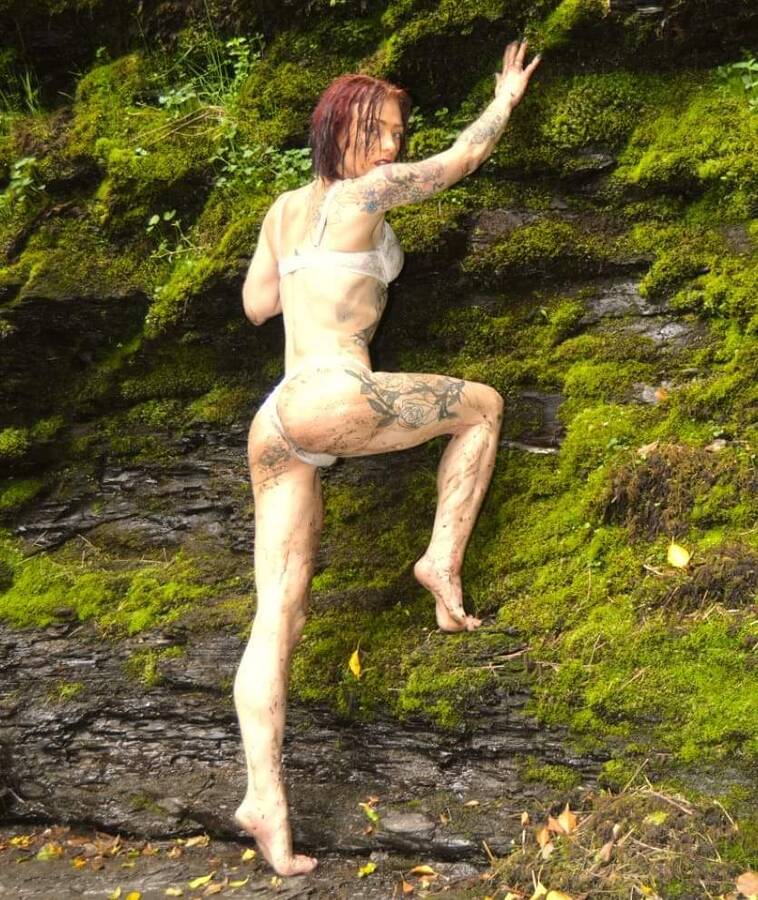 model Pretty pixy lingerie modelling photo taken at Neath waterfalls