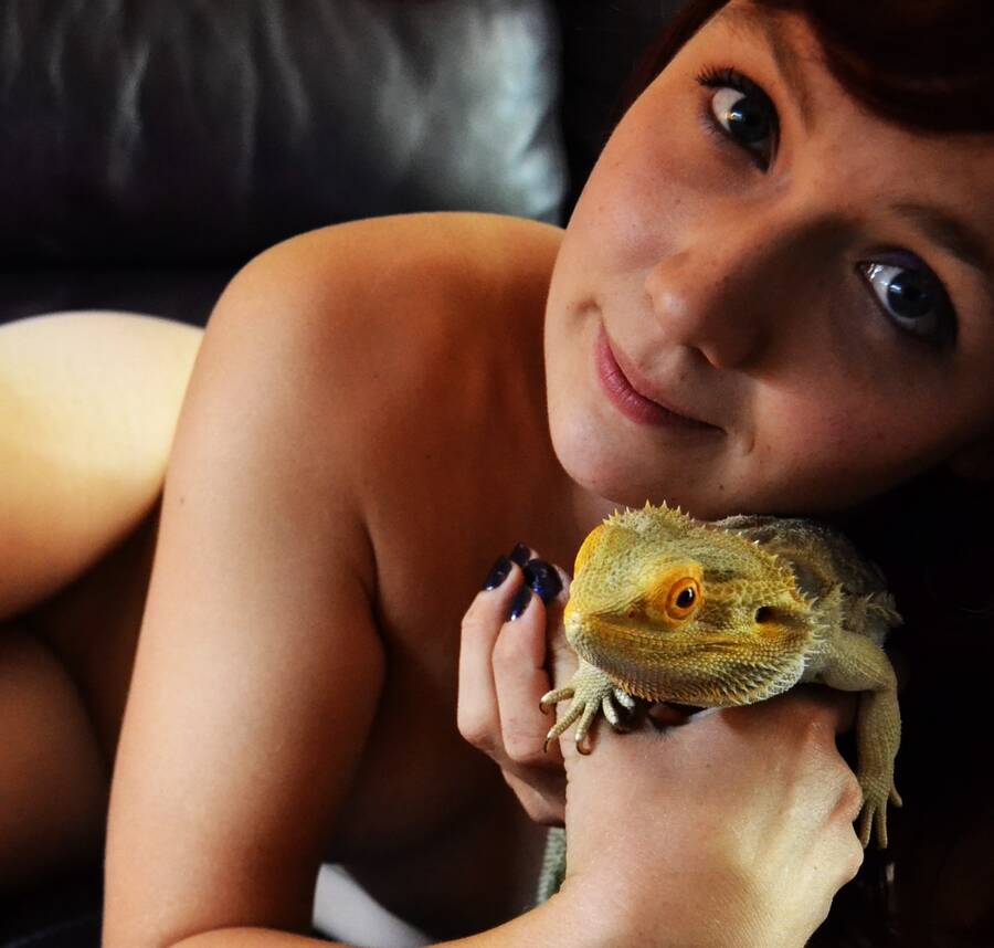 photographer Xbikerpete implied nude modelling photo. nude and reptile.