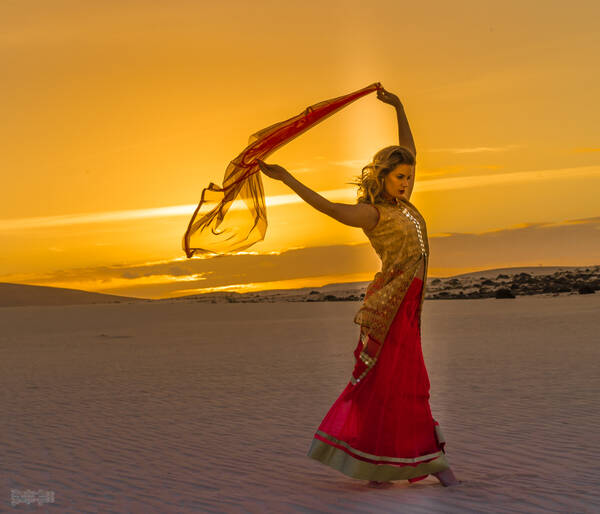 photographer StudioDee Banchory theme modelling photo. artemis dancing in the wind in fuerteventura oct 2017.