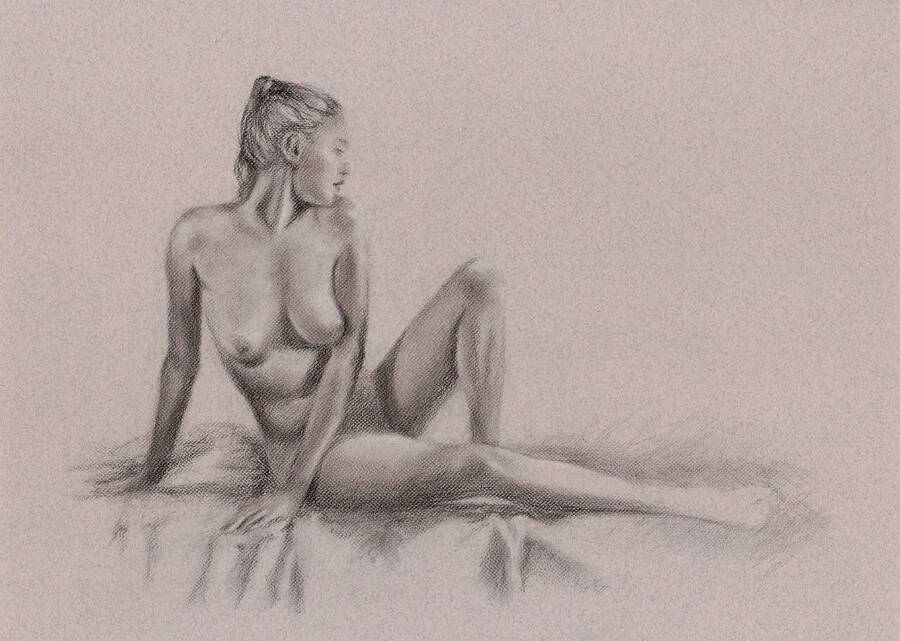 artist Pastels life drawing modelling photo taken by @Pastels . charcoal and pastel life drawing on 700 x 500 fabriano tiziano paper.
