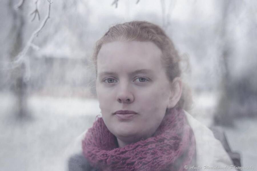 model Pure Warrior Maiden portrait modelling photo taken by Aneta Warlikowski Studio.. this was taken in the snow that we had in january 2013.