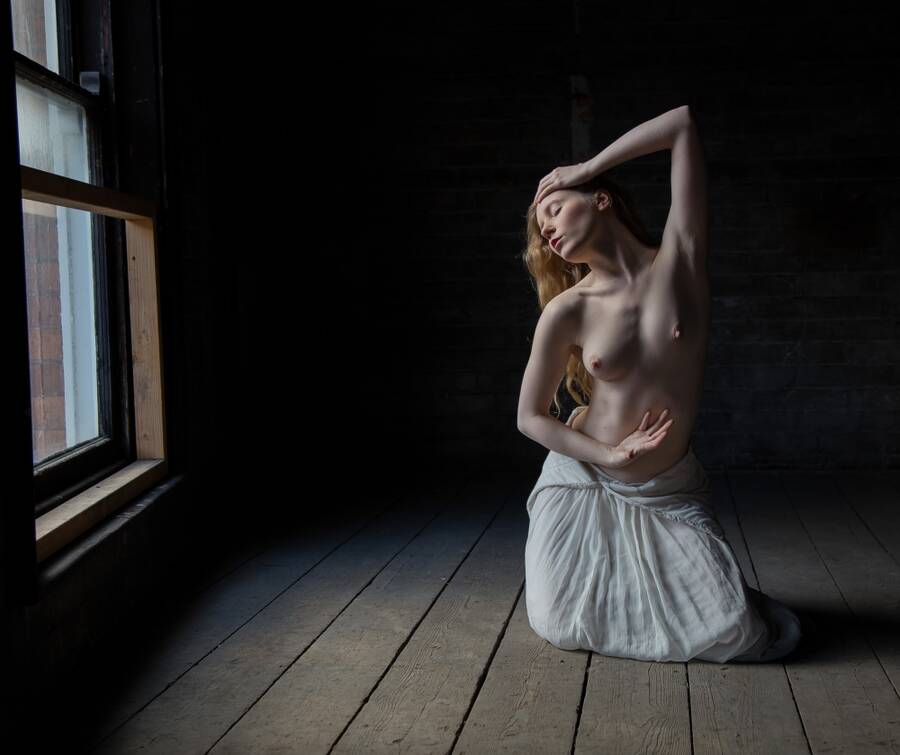 photographer TheCherryOrchard topless modelling photo taken at Nottingham UK with Lulu Lockhart. january 2015.