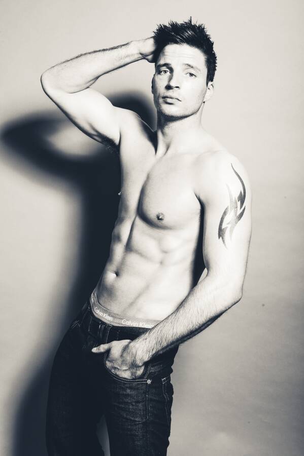 model Daniel James topless modelling photo