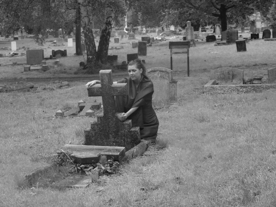 photographer Baron Michael gothic modelling photo taken at Norfolk. yearning for a lost love.