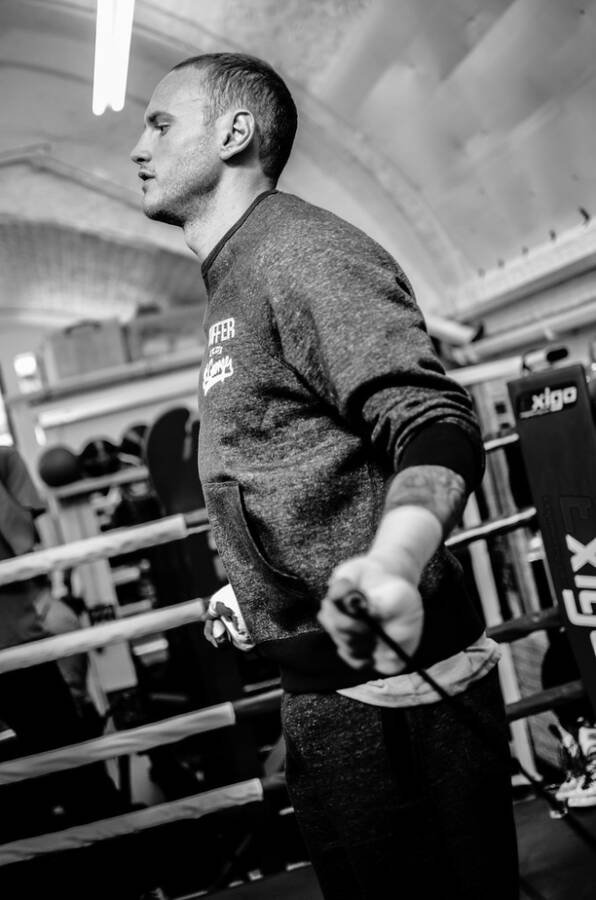 photographer SophieMerloPhotography editorial modelling photo taken at On location with George Groves. boxer george groves days before his fight with christopher rebrasse.